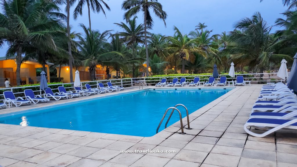 night view of the pool at casa