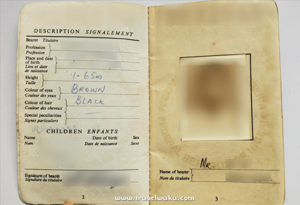 Data page for Nigerian Passport