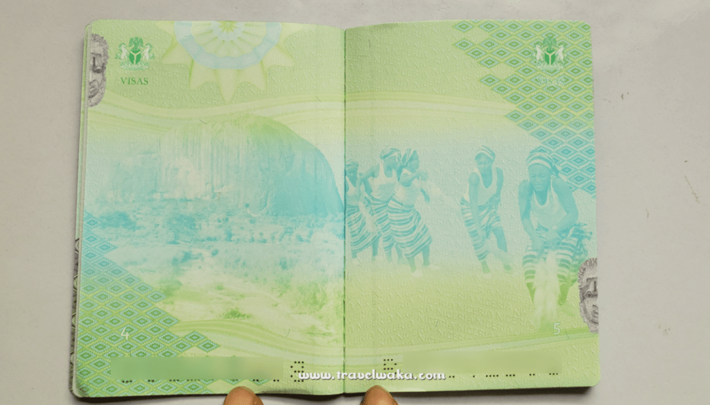 Nigerian passport visa page